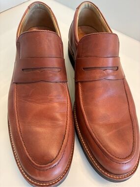 Men's Samuel Hubbard Tan Leather Slip-On Penny Loafers Size 10.5